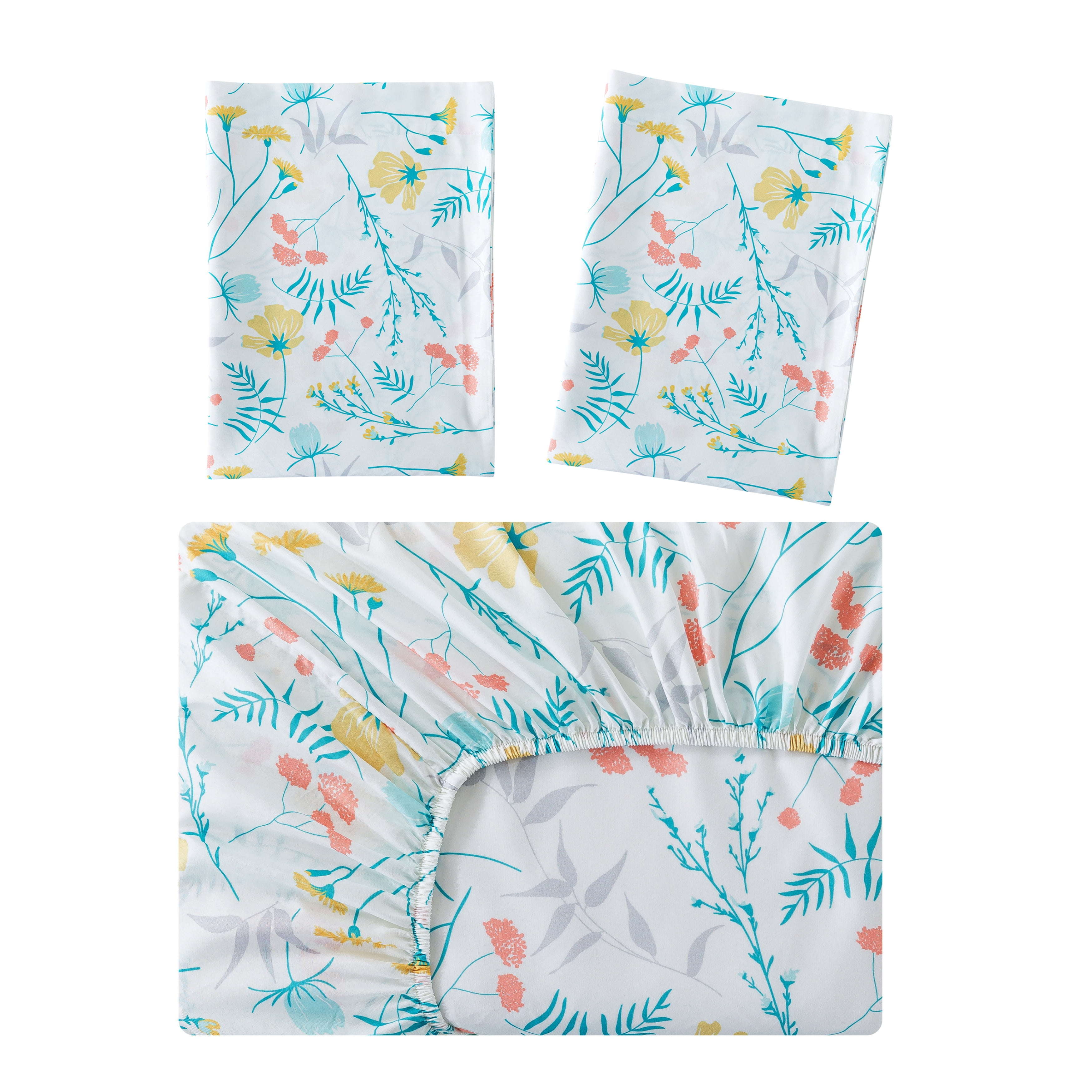 Mainstays Teal 5 Piece Bed in a Bag Comforter Set with Sheets and Plush Throw, Queen