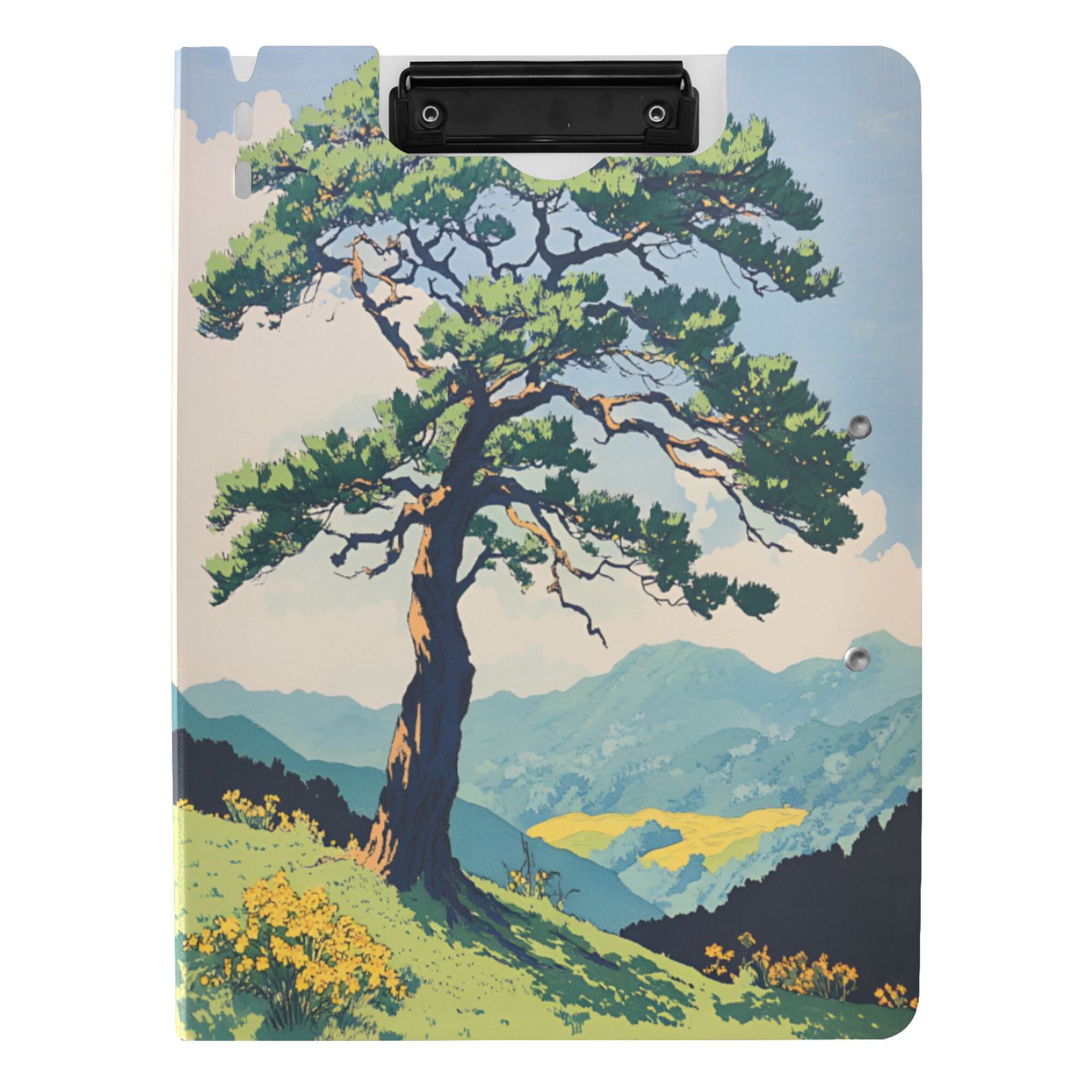 FORMRS A4 Clipboard Folder with Pen Holder Horizontal Foldable School Office Binder, Mounatin at Dawn