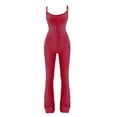 thumbnail image 3 of MSJUHEG Jumpsuits For Women Dressy Crewneck Sweatshirts Jumpsuits For Women Spaghetti Straps Scoop Neck Bodycon Full Length Casual Unitard Playsuit Joggers For Women Red Xl, 3 of 8