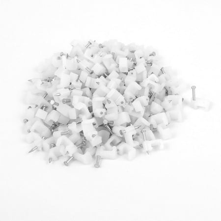 Coax Cable Clips - 200 Pcs 7mm Width Flat Nail Coax Fixing Cable Clips Coaxial Taks Wire White