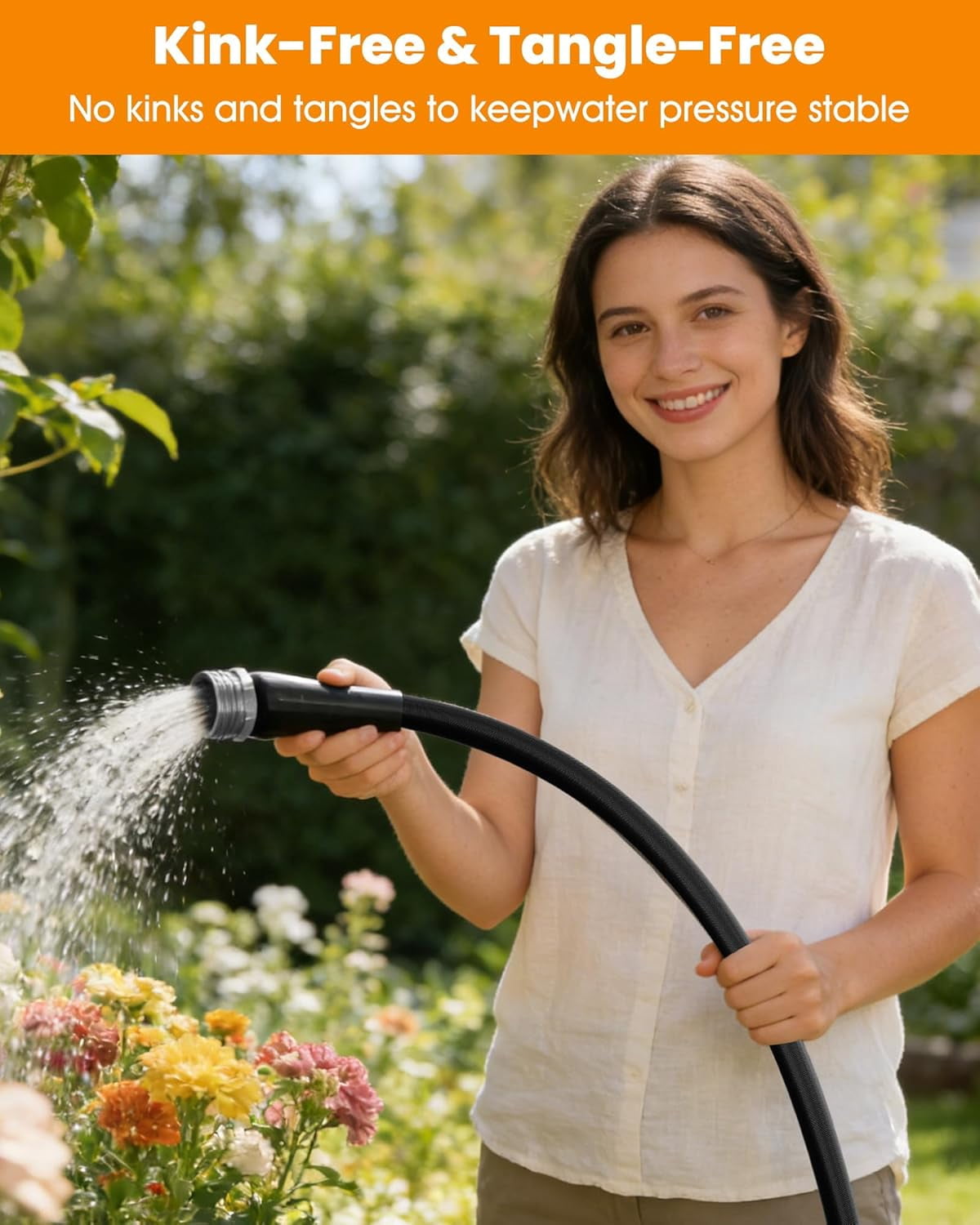 HGLCM Garden Hose 25FT, Lightweight, Ultra Flexible, Durable, Kink-Free Garden Hose, RV, Marine and Camper Hose,550 PSI