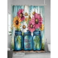 thumbnail image 5 of Home Floral Vase Shower Curtain, Vintage Blue Wood Textured Bathroom Decor Curtains Set with Hooks, Waterproof Fabric Home Accessories， Stall 36 X 72 Inch, 5 of 6