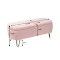 thumbnail image 4 of Storage Ottoman Bench, End of Bed Faux Fur Bench with Gold Legs for Living Room, Mid-Century Modern Upholstered Bench with Storagefor Bedroom, Pink, 4 of 8