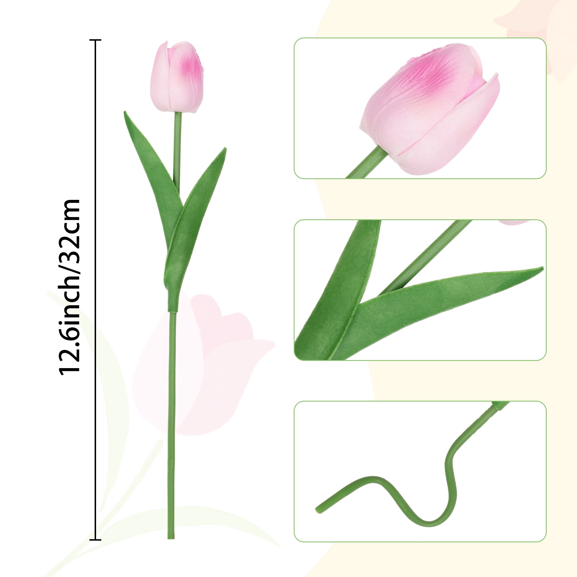 Unique Bargains Artificial Tulip Fake Flowers 12pcs Bouquets for Home Wedding Decor Pink