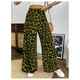 thumbnail image 5 of Pantalones SweetyRocks con estampado de leopardo, cintura alta, pierna ancha, verde, 5 of 6