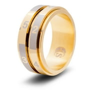 CritSuccess 2d6 Dice Ring with Double 6 Sided Die Spinner (Size 19 - Stainless Steel - Gold)