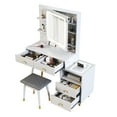thumbnail image 3 of Smuxee Modern Vanity Table Set with LED Mirror,Rechargeable Dressing Table,2 Shelves,4 Drawers,White, 3 of 5