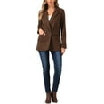thumbnail image 2 of INSPIRE CHIC Faux Suede Blazer for Women's Dressy Lapel Collar Double Breasted Suit Jacket, 2 of 5
