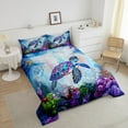 thumbnail image 4 of Erosebridal Gradient Sea Turtle Bedding Twin Comforter Set, Ocean Animal Down Comforter, Cartoon Decor, Reversible, 4 of 7