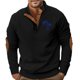 thumbnail image 5 of Blusa y camisa de manga larga con cuello alto para hombre, estilo casual, con estampado de palmeras color cacao, deportiva, con cuello alto, botones y patchwork, de poliéster., 5 of 8