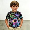 thumbnail image 2 of WEIGFI Child Toddler Boys Tee Space Graphic Print Summer Comfort Casual Stylish Short Sleeve Crew Neck Adorable Party Tops,Black,2-3 Years, 2 of 4