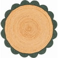thumbnail image 2 of 8 Ft Round Green & Natural Jute Premium Scalloped Jute Rug – Handcrafted Natural Braided Carpet for Living Room, Bedroom, Entryway – Boho Home Decor, 2 of 5
