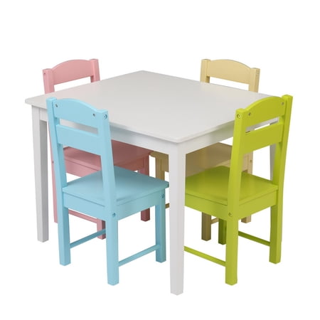Kmowoo Children's Wooden Table And Chair Set Colorful