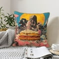 thumbnail image 4 of KLL Psychedelic Band Hotdog Art Decorative Throw Pillow Covers Velvet Soft for Couch Sofa Bedroom Living Room Outdoor (No pillow core)- 18"x18", 4 of 5