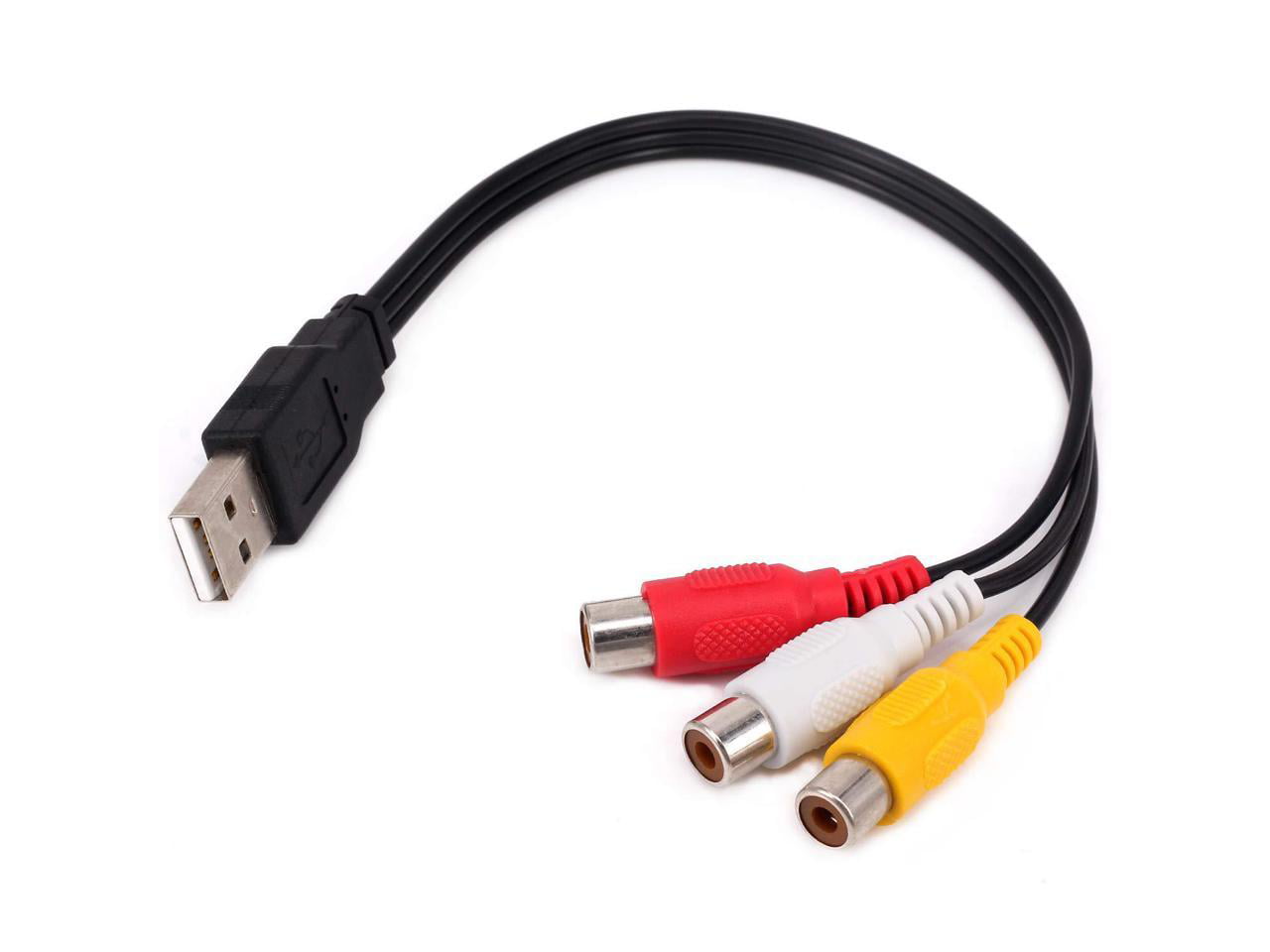  USB RCA Adapter Cable, 23 cm/9.06 Inches 8-pin Car Audio USB RCA  Adapter Cable Replacement Jack Splitter Car Audio Adapter Cable USB RCA  Plug Adapter Video Cable Converter Aux Audio Video
