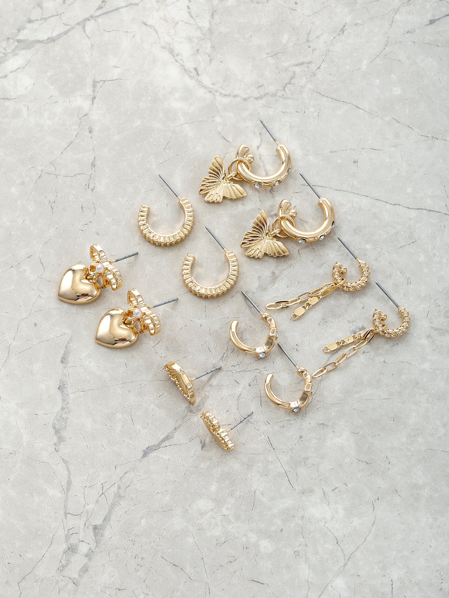 No Boundaries Goldtone Multi Earring Set with Studs and Mini