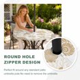 thumbnail image 4 of Round Outdoor Tablecloth with Umbrella Hole and Zipper, Khaki Coastal Summer Tablecloth with Elastic Waterproof, Coral Shell Starfish Nautical Patio Table Covers for 55" - 60" Picnic Pool Tables, 4 of 9