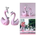thumbnail image 7 of TISHITA 2xResin Swan Statue Figurines Sculpture Cake Dashboard Decor Large Pink 2 Pcs, 7 of 7