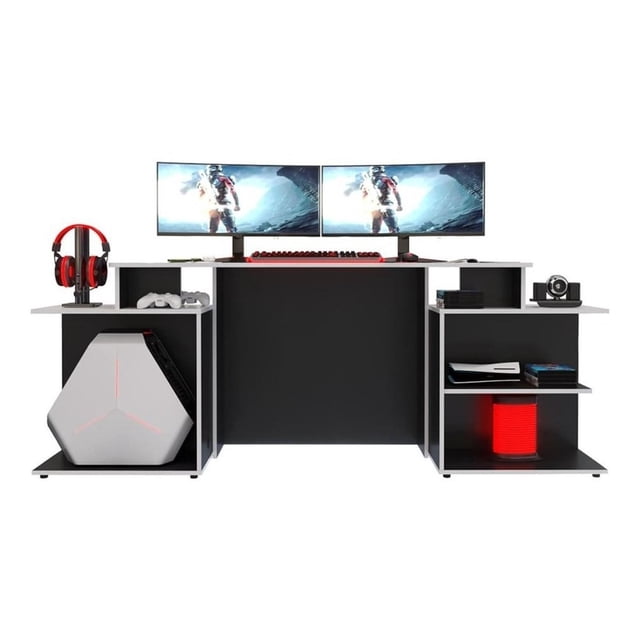 Escritorio Gamer Maderkit Morfeo 150cm Wengue-Blanco
