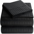 thumbnail image 1 of Striped Bed Sheet Set 1800 Luxury Soft Microfiber Deep Pocket 3-Piece Bedding Set - Wrinkle, Stain, Fade Resistant - Black Queen, 1 of 4