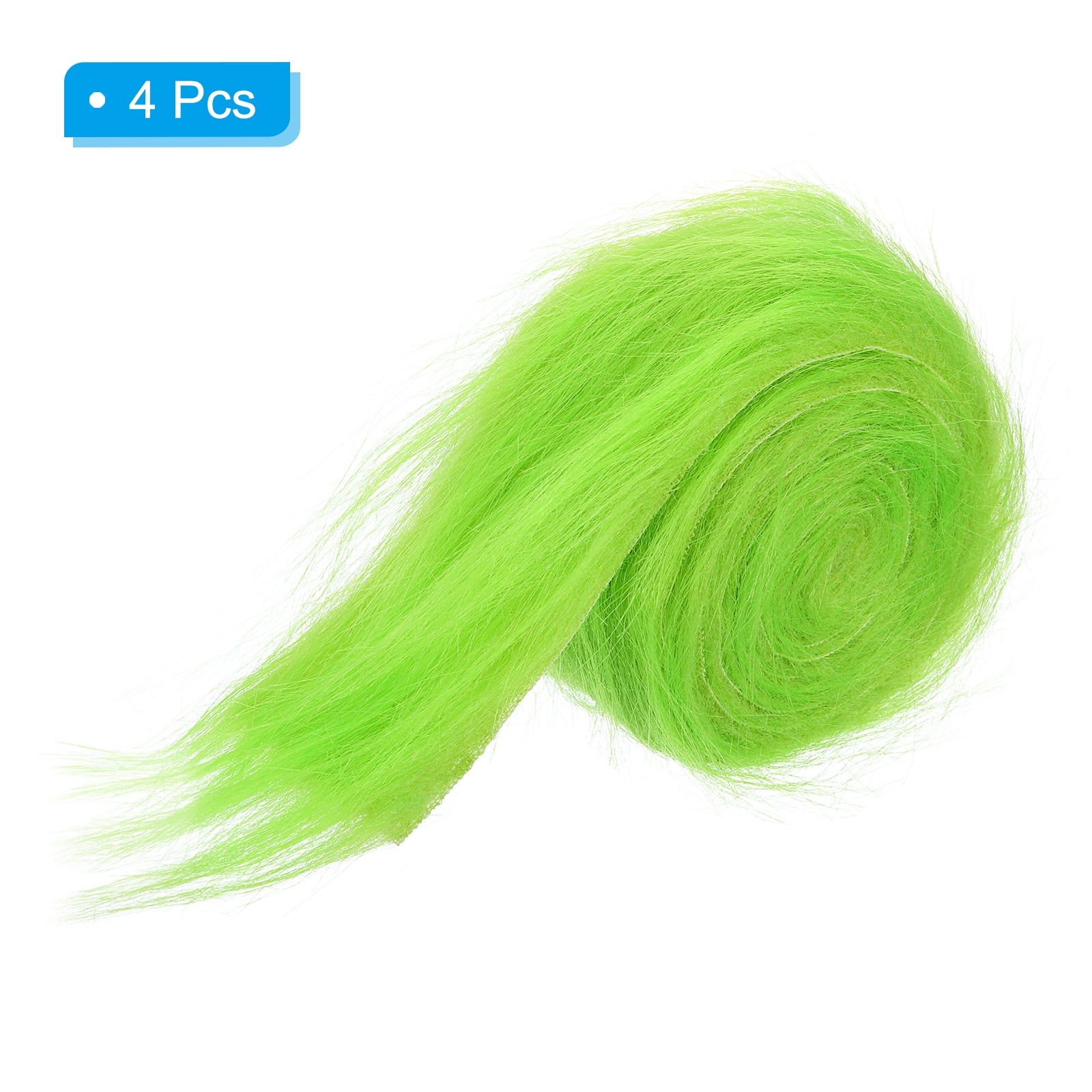 Uxcell Plush Faux Fur Fabric Precut Strips, 59" x 2" Fluffy Faux Fur Ribbon, Green 4Pack