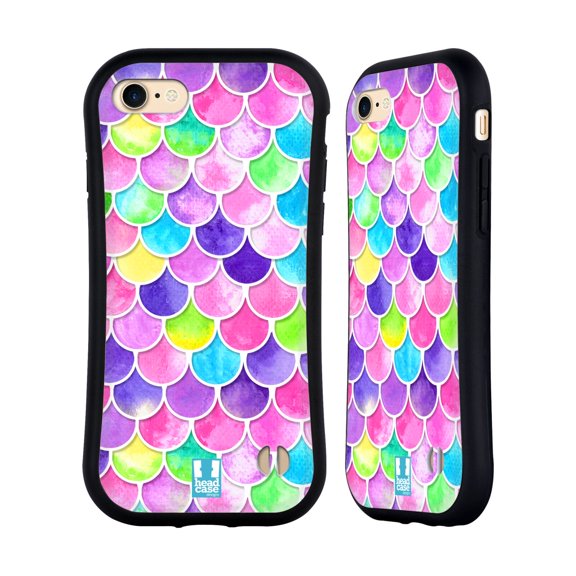 Head Case Designs Mermaid Scales Watercolour Hybrid Case Compatible with Apple iPhone 7 / 8 / SE 2020 & 2022