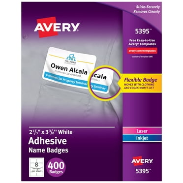 Avery Name Tags, 2-1/3" x 3-3/8", Matte White, 400ct (5395)
