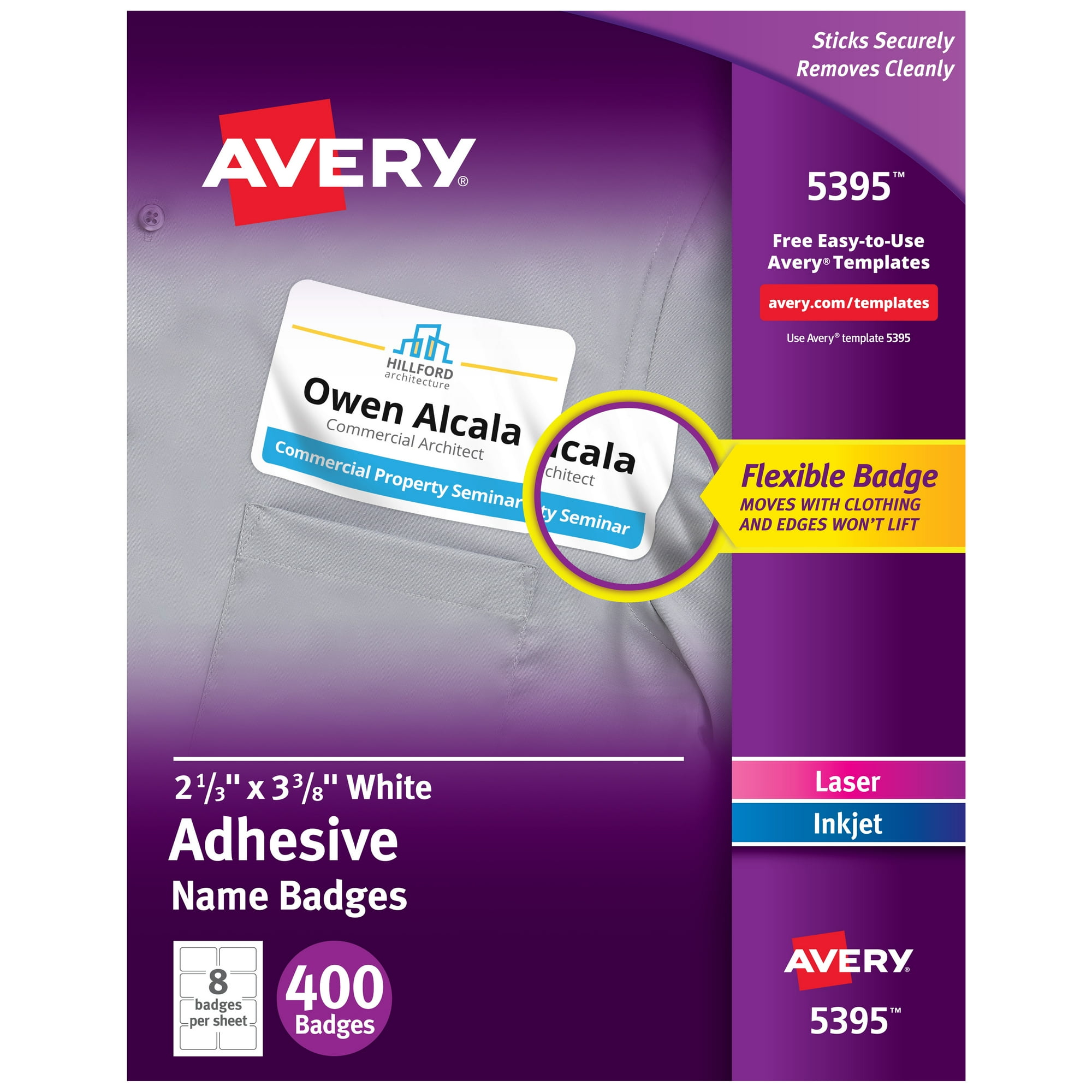 Avery Name Tags, 2-1/3" x 3-3/8", Matte White, 400ct (5395)