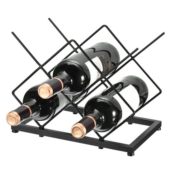 Unique Bargains Countertop Wine Rack, Tabletop Wine Bottle Holder Holds 5 Bottles Suitable for Wine Cellar Bar Cabinet, Black