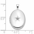 thumbnail image 3 of Sterling Silver Rhodium-Plated Diamond Star 19X15mm Oval Locket (24.8 X 14.95) Made In Hong Kong -Jewelry By Sweet Pea, 3 of 8