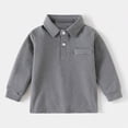 thumbnail image 2 of NIEWTR Boys Spring Summer Lounge Polo Shirt Long Sleeve Lightweight Fabric for Home Relaxation and Everyday Wear（Grey,18-24 Months), 2 of 4
