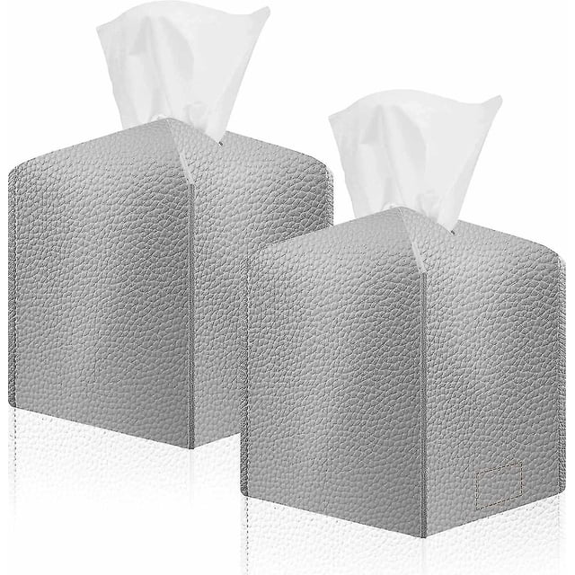 Tissue Box Cover,baicccf Modern Square Tissue Box Organizer,2 Pack Pu Leather Tissue Box Holder For