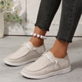 thumbnail image 5 of QWKLEAJ Women’s Casual Shoes Soft Suede Moccasin Loafers, Polka Dot Printed Lace Up Round Toe Non Slip Flat Shoes for Daily Walking Office Comfort Footwear Khaki 6.5, 5 of 5