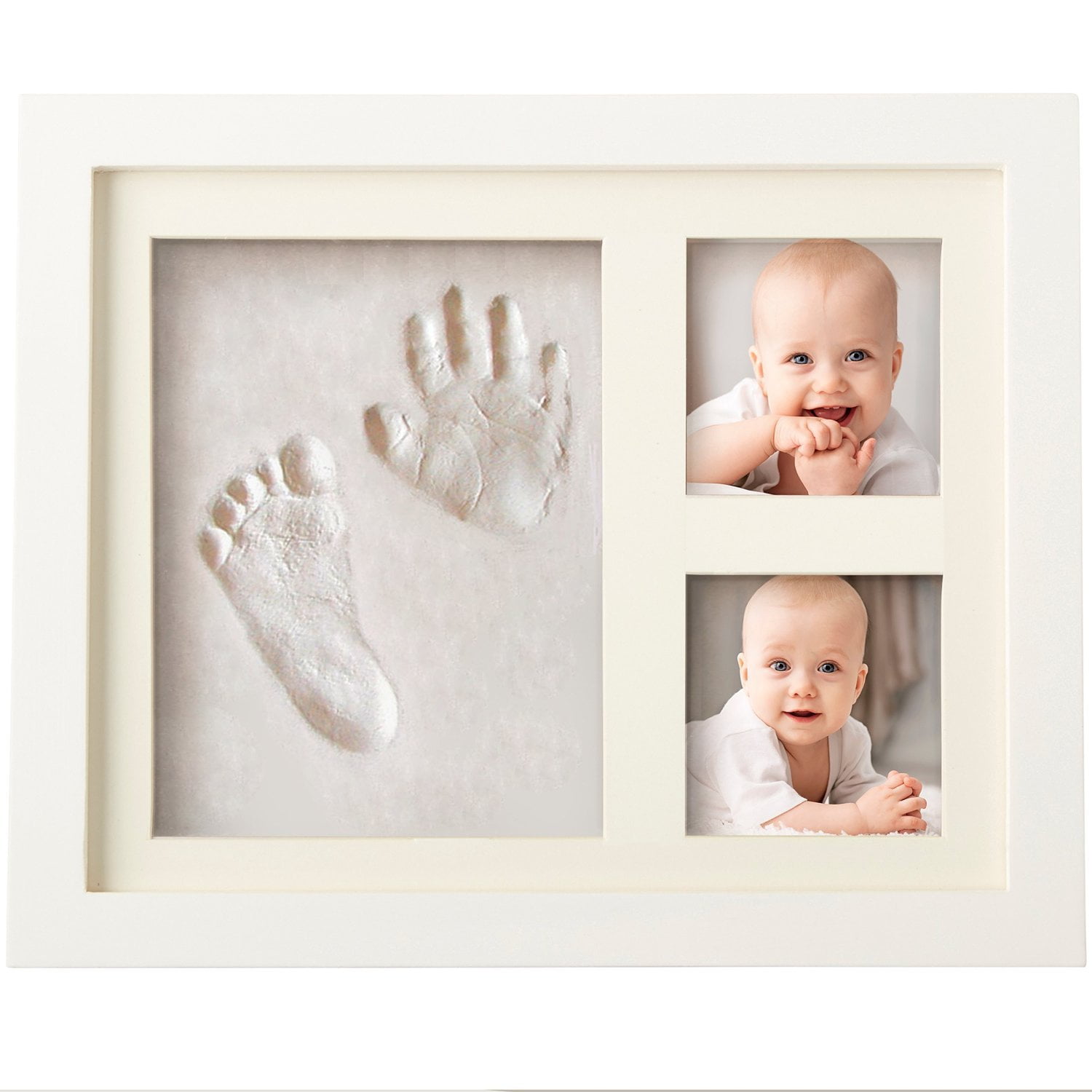 Baby Nursery Decor Accessory Baby Handprint and Footprint Kit Wooden Baby Keepsake Frame Wall PhotoFrame and Commemorate Kit 