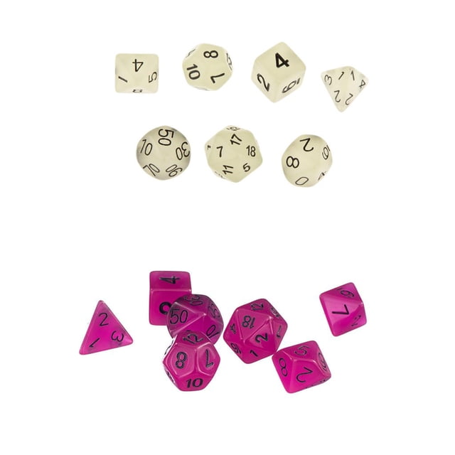 Juego / 14 piezas de dados poliédricos que brillan en la oscuridad Juego de dados para mazmorras y dragones RPG MTG Baoblaze Dados poliédricos