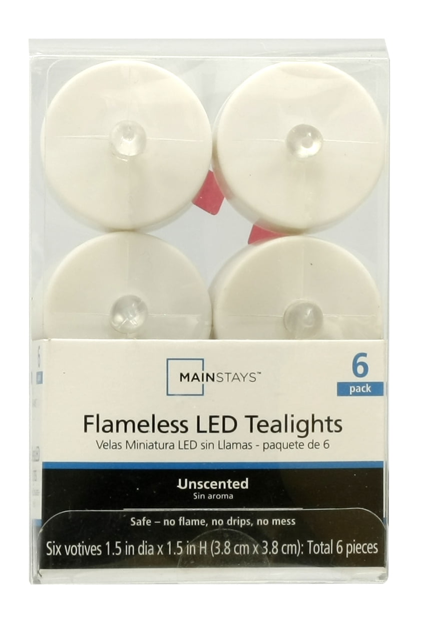 Mainstays Flameless Tealights, 6 Pack
