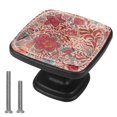 thumbnail image 1 of 4 Pcs Cabinet Handle Drawer Pulls Flowers and Berries Knobs with Screws Square Furniture Office Cabinet Knob Decoration, 1 of 7
