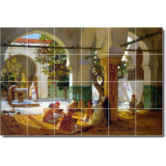 Ceramic Tile Mural-Frederick Bridgman Mythology Shower Tile Mural 24. 60" w x 36" h using (15) 12 x 12 ceramic tiles