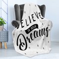 thumbnail image 4 of Saying Soft Flannel Fleece Throw Blanket, Phrase About Self Confidence Believe in Your Dreams Hand Lettering, Cozy Plush for Indoor and Outdoor Use, 50" x 60", Black and White, by Ambesonne, 4 of 5