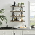 thumbnail image 5 of Danya B. 4-Tier Floating Bracket Wall Shelf - Black Metal and Walnut Finish, 5 of 14