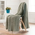 thumbnail image 2 of Chanasya Chunky Knit Fluffy Sage Green Throw Blanket - Contemporary Textured Super Soft Warm Cozy Plush lightweight Acrylic Knitted Blanket for Couch Bed Sofa Chair Cover Living Bed Room - Sage, 2 of 4