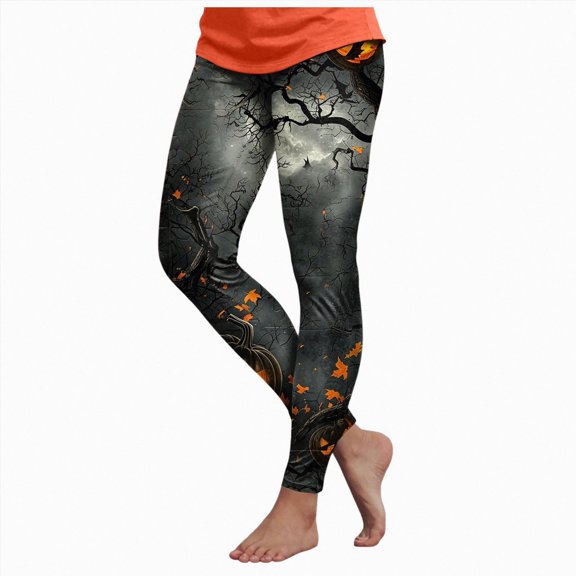mgoYE Halloween Pajamas Women Pants Cute Pumpkin Ghost Print PJs Bottoms Causal Soft Long Lounge Pants Sleepwear Legging for Women Size XXL