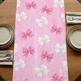 thumbnail image 5 of Pink White Bow Table Runner, Modern Art Watercolor Bowknot Washable Cotton Linen Table Runners 36 Inches Long, Dresser Scarf Runner for Nightstand/End Tables/Round Tables 13''x36'', 5 of 9