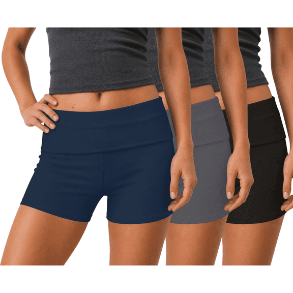 Sweet Hearts 3-Pack Womens Shorts- Foldover Biker Shorts for Women High Waisted Black Shorts Casual Summer Womens Clothes Plus Size