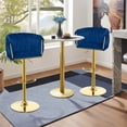 thumbnail image 5 of Dextrus Swivel Velvet Bar Stools Set of 2, Adjustable Height Counter Stools, Navy Blue, 5 of 8
