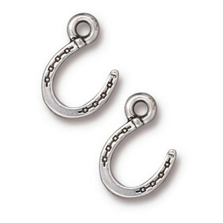 Fine Silver Plated Pewter Western Horseshoe Charm 15mm (1)