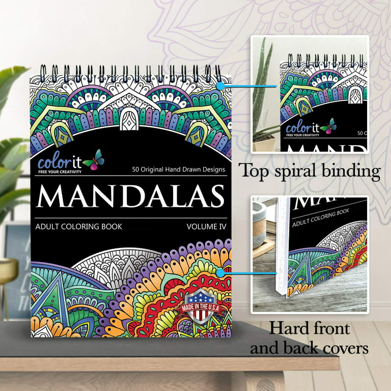 ColorIt Mandalas II Adult Coloring Book - Features 50 Original Hand Drawn Designs Printed on Artist Quality Paper with Hardback Covers