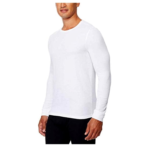 32 DEGREES Men's Heat Long Sleeve Scoop Neck Tee 2-Pack (Medium, White/Grey)