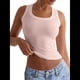 thumbnail image 3 of Camisola Básica Sin Mangas con Cuello Cuadrado Acanalado para Mujer, Camisola de Verano 2025 Rosa M, 3 of 8
