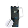 thumbnail image 2 of 40 oz Insulated Stainless Steel Tumbler Double Wall Stainless Steel Tumbler with 2-Way Drinking Brown-blue Butterfly Pattern, 2 of 9